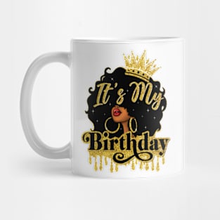 Black Queen African American Afro Women It's My Birthday Mug